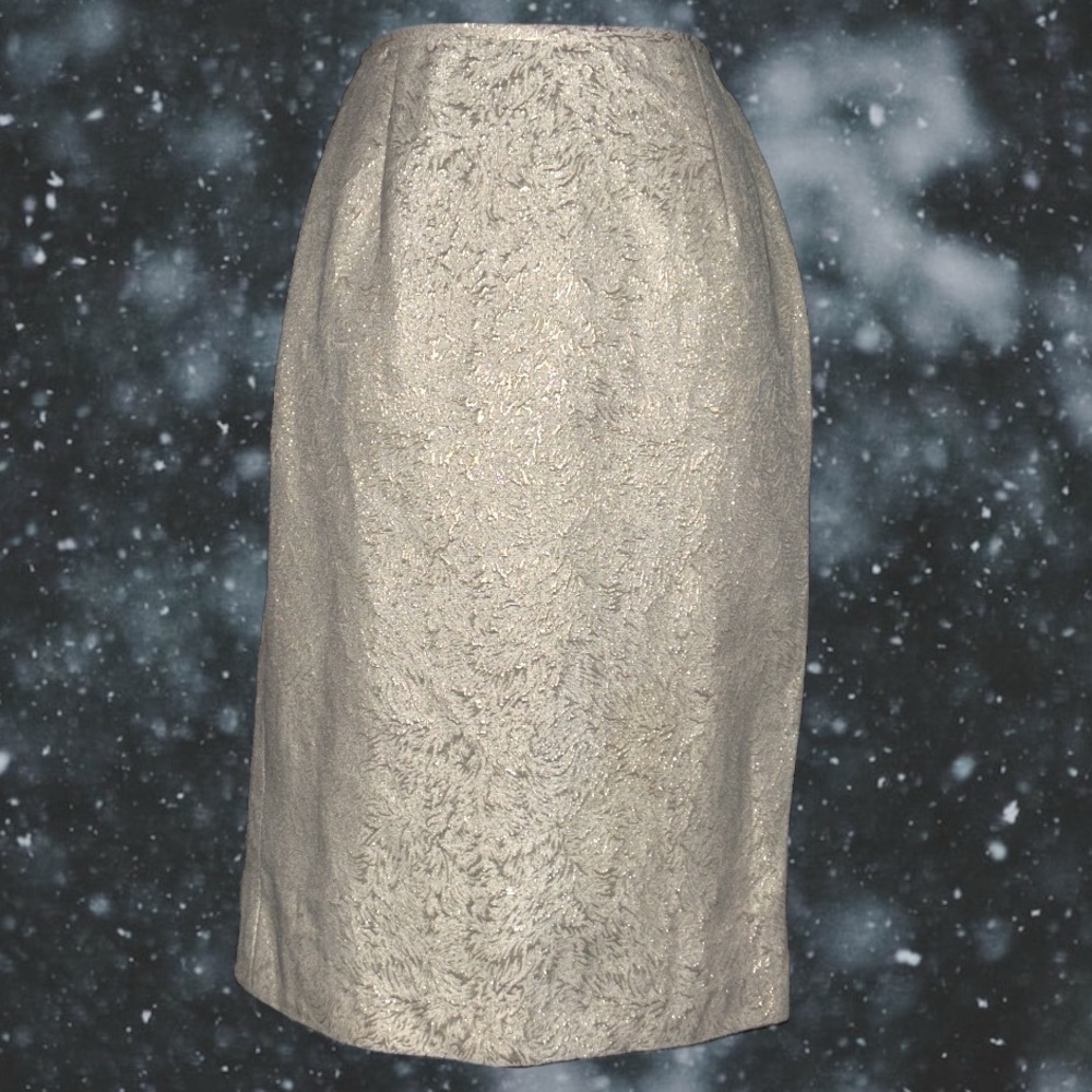 Victor Costa cream and gold special occasion midi length skirt may be vintage